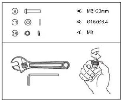 ⑨ ⑪ ⑭ ×8 M8×20mm ×8 Ø16xØ8.4 ×8 M8