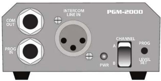 PGM-2000 COM OUT PROG IN INTERCOM LINE IN CHANNEL A PROG B PWR LEVEL SET