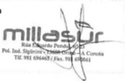 millasur Rua Eduardo Pondal, n°243 Pol. Ind. Sipúeiro × 13688 Orino - A Coruña Tlf. 981 696465 / Fax. 981 690861