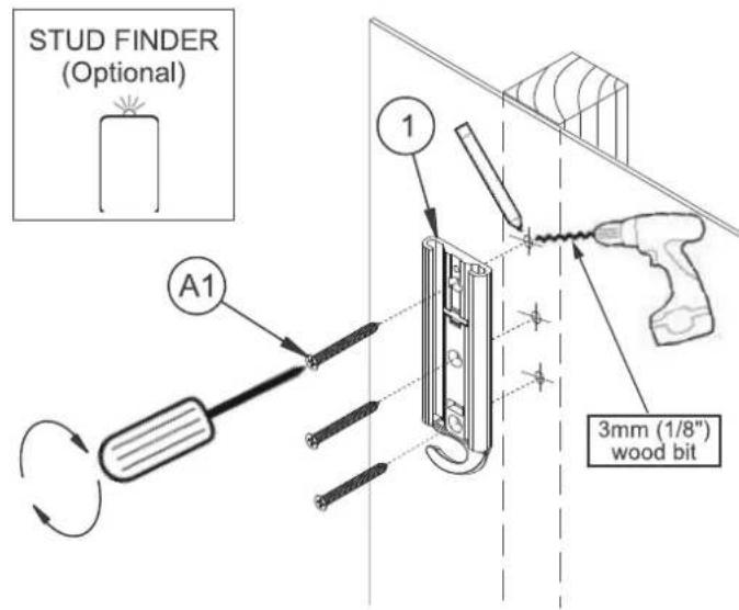 STUD FINDER (Optional) A1 1 3mm (1/8") wood bit