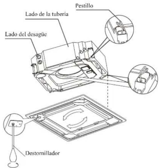Lado de la tubería Lado del desagüe Pestillo Destornillador