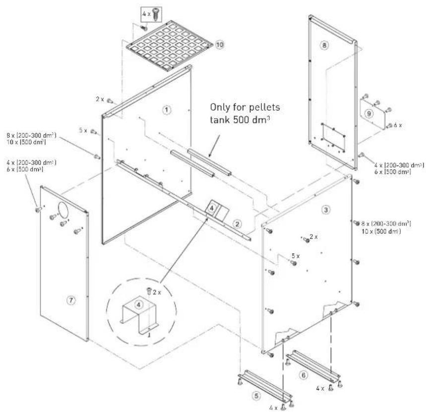 Only for pellets tank 500 dm³ 8 x [200-300 dm²] 10 x [500 dm²] 4 x [200-300 dm²] 6 x [500 dm²] 4 x [200-300 dm²] 6 x [500 dm²] 8 x [200-300 dm²] 10 x [500 dm²] 4 x [200-300 dm²] 6 x [500 dm²] 4 x [200-300 dm²] 8 x [200-300 dm²] 10 x [500 dm²]