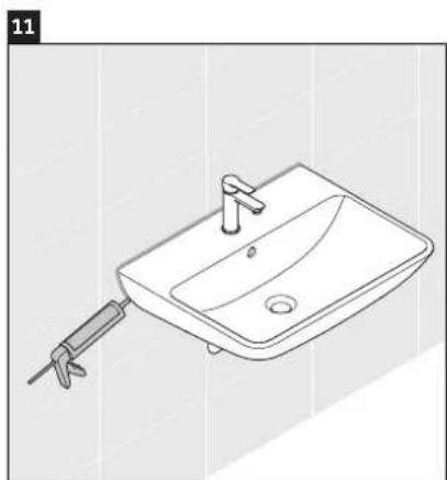 Line drawing of a simple sink with a syringe attached to the side (no text or symbols)
