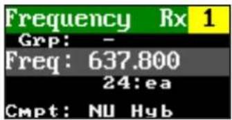 Frequency Rx 1 Grp: - Freq: 637.800 24:ea Cmpt: NU Hub