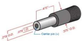 .215 O.D. 075° I.D. 475° Center pin (+) 375° O.D.