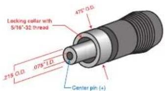Locking collar with 5/16"-32 thread .215 O.D. .075" I.D. 475° O.D. Center pin (+)