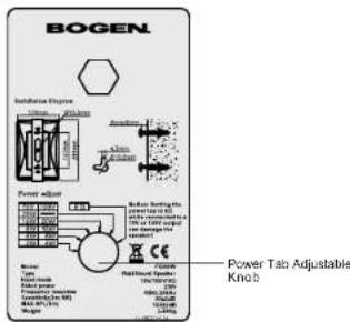 BOGEN. Installable Power -1000Ω - 2500Ω Power adjust Power Tab Adjustable Knob
