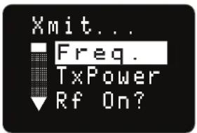 Xmit... Freq. TxPower Rf On?