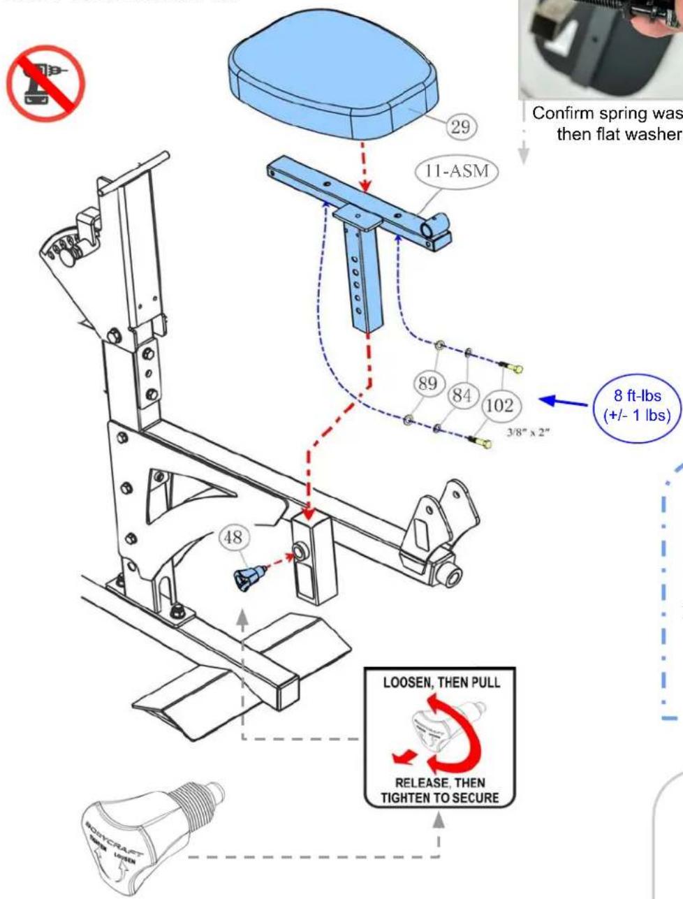 29 11-ASM 89 84 102 3/8" x 2" 8 ft-lbs (+/- 1 lbs) 48 LOOSEN, THEN PULL RELEASE, THEN TIGHTEN TO SECURE