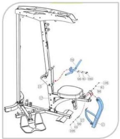 Technical diagram of a mechanical device with numbered components and labeled parts