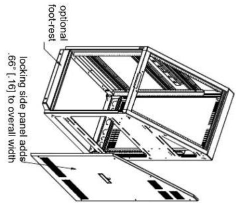 locking side panel edges .66" [16] to overall width optonal foot-rest