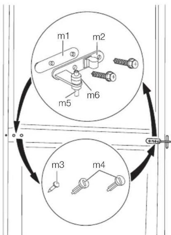 graph TD A["Top Circular Component"] --> B["m1"] A --> C["m2"] A --> D["m3"] A --> E["m4"] A --> F["m5"] A --> G["m6"] H["Bottom Circular Component"] --> I["m3"] H --> J["m4"] H --> K["m5"] H --> L["m6"] M["Valve Mechanism"] --> N["Switch"]