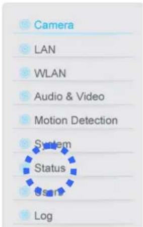 Camera LAN WLAN Audio & Video Motion Detection System Status Log