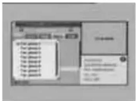 Screenshot of a software interface with a list box containing text and a dropdown menu open for data filtering options.