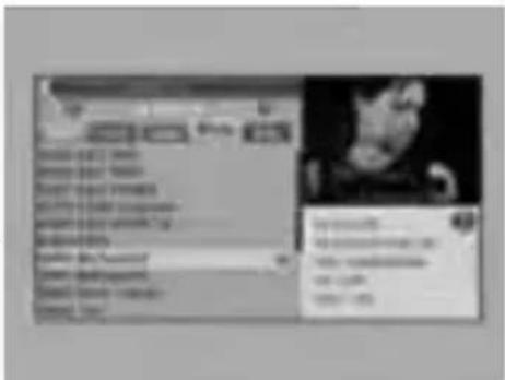 Screenshot of a mobile app interface with a dropdown menu and a photo editing panel showing text options.
