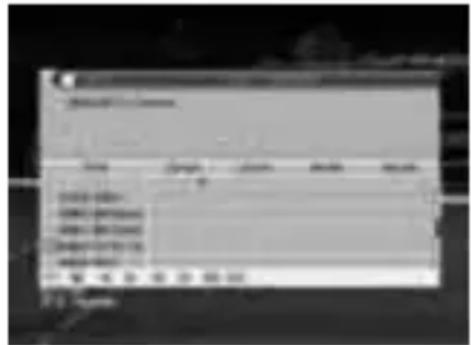 Scanned screenshot of a software interface with menu options and a data table, likely from an older application or system.