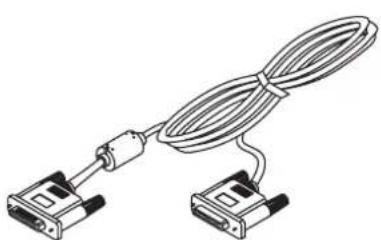 Illustration of two connected D-subscribers via a coiled cable (no text or symbols)