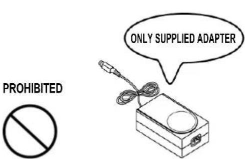Prohibited. Only use the supplied adapter.