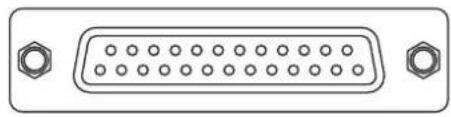 Front view of a 2.5-pin D-sub connector with two screws (no text or symbols)