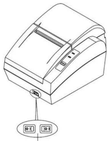 Line drawing of a printer with two buttons and a close-up of the button (no text or symbols)