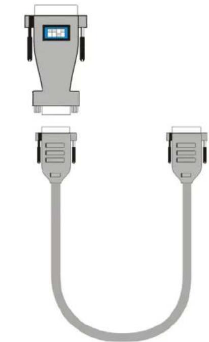 Diagram of a U-shaped connector with two gray connectors and a digital display on top (no text or symbols)