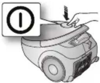 Diagram showing a hand pressing down on a device with an orange warning symbol and a downward arrow, indicating a hazard or caution.