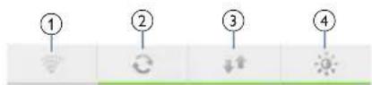 Diagram showing four labeled icons (① to ④) with corresponding symbols: lightning, refresh, down arrow, and sun.