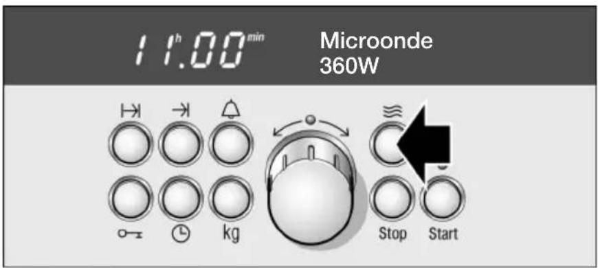 11h.00 min Microonde 360W → → ↑ ← ← kg Stop Start