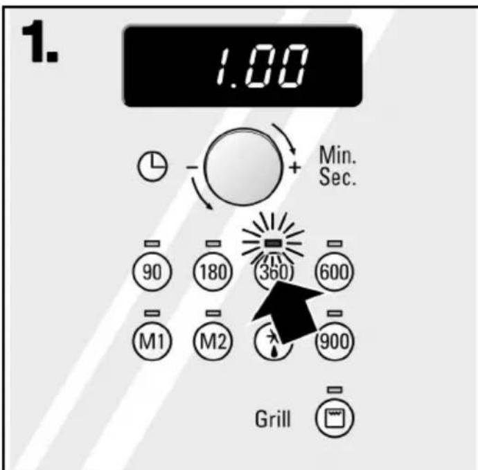 1. 1.00 Min. Sec. 90 180 360 600 M1 M2 900 Grill