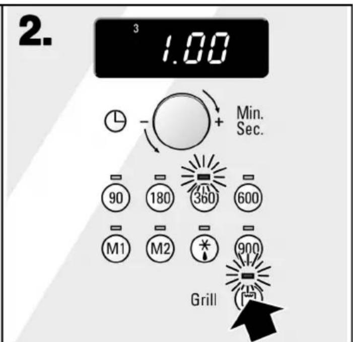 2. 3 1.00 Min. Sec. 90 180 360 600 M1 M2 * 900 Grill