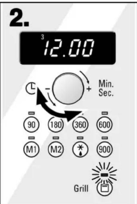 2. 12.00 Min. Sec. 90 180 360 600 M1 M2 * 900 Grill