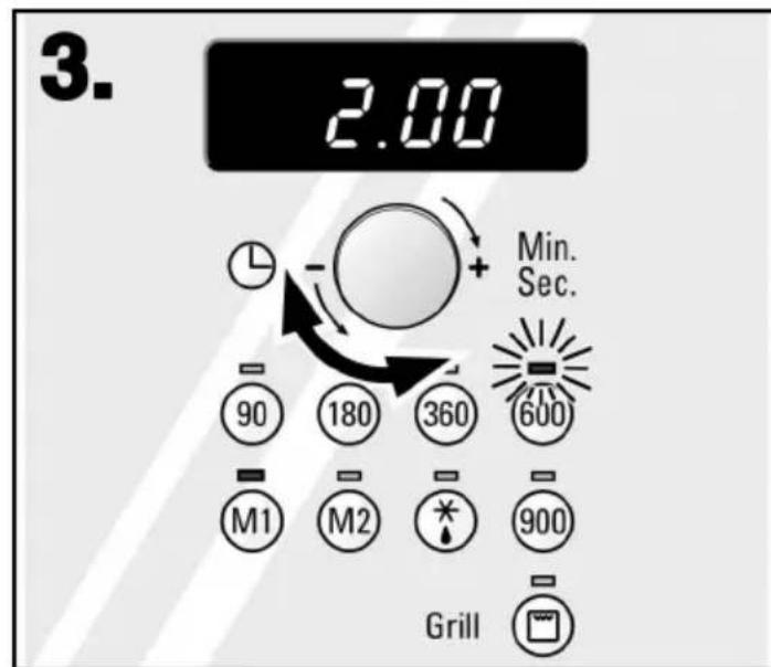 3. 2.00 Min. Sec. 90 180 360 600 M1 M2 900 Grill
