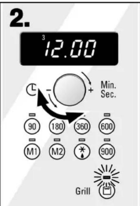 2. 3 12.00 Min. Sec. 90 180 360 600 M1 M2 * 900 Grill