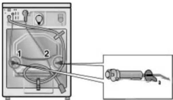 Diagram of a device with labeled parts, showing internal components and a close-up view of the connector.