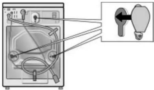 Diagram showing a device with labeled components and an inset view of a keyhole component.