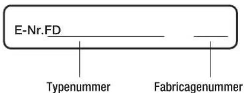 E-Nr.FD Typenummer Fabricagenummer