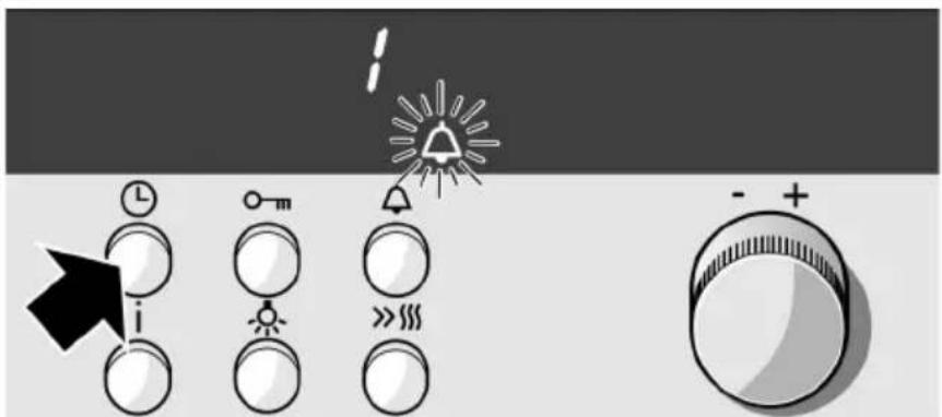 Diagram showing control panel with icons for time, key, light, and alarm symbols