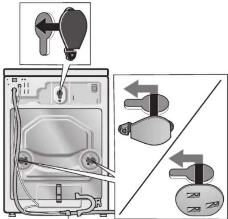 Diagram illustrating the installation of a device with labeled components and directional arrows indicating assembly or connection.