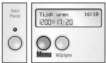 Start Pauze Tijd: uren 16:10 1200° 17:20 Menu Wijzigen