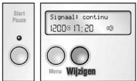 Start Pauze Signaal: continu 1200° 17:20 Menu Wijzigen