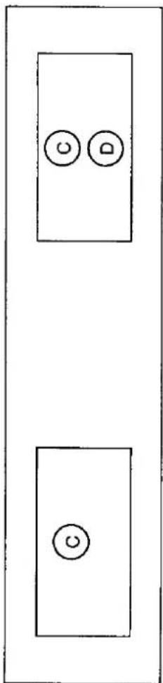 Diagramm, mis näitab kahte ristkülikukujulist piirkonda tähistatud C ja D, millest igaüks sisaldab ringi sümbolit.