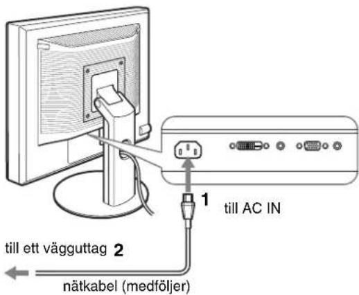 till ett vägguttag 2 nätkabel (medföljer) 1 till AC IN
