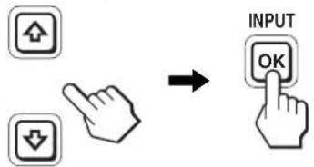 graph LR A["Hand icon"] --> B["Arrow pointing to 'OK'"] C["Hand icon"] --> B D["Hand icon"] --> B E["Input"] --> F["OK"]