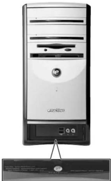eMachines T3090 - eMachines model and serial number - 1