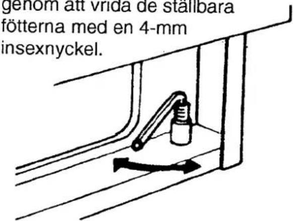 Cylinda EF 230 - Justera skåpets lutning - 1