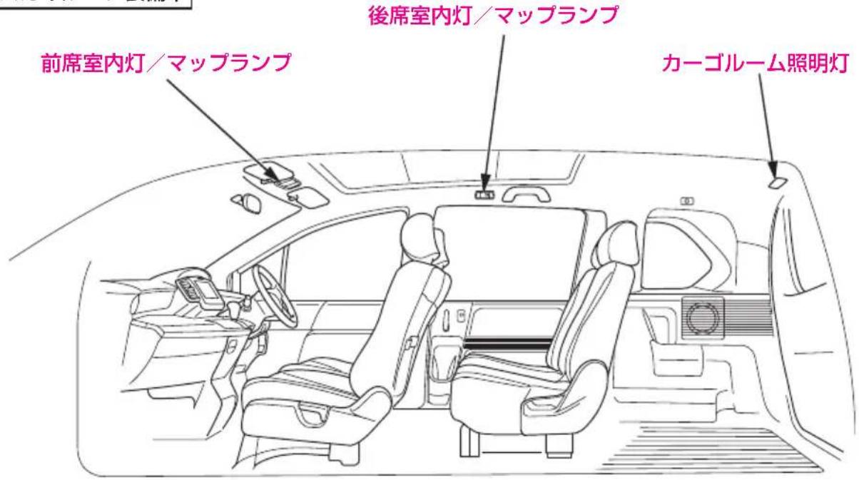 前席室内灯/マップランプ 後席室内灯/マップランプ カーゴルーム照明灯