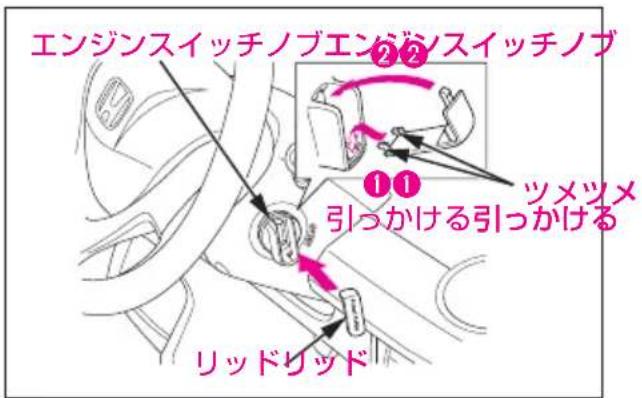 エンジンスイッチノブエンジンスイッチノブ ①① リッドリッド ツメツメ 引っかける引っかける