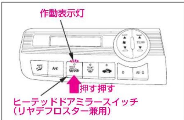 作動表示灯 A/c 押す押す ヒーテッドドアミラースイッチ (リヤデフロスター兼用)