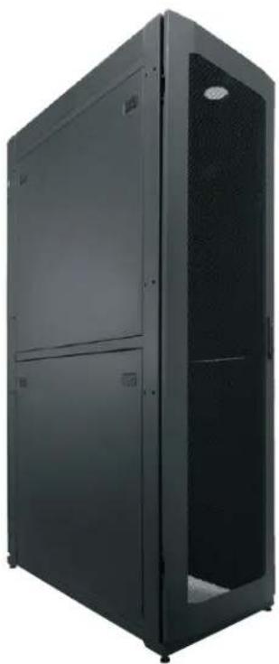 Exterior view of a black server rack cabinet (no visible text or labels)
