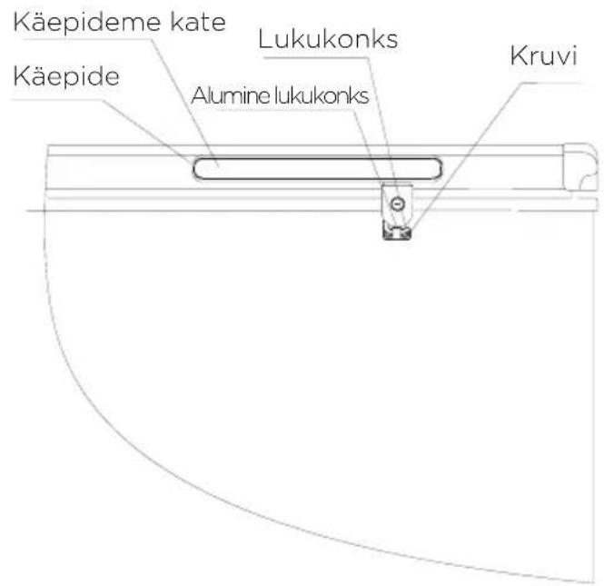 Käepideme kate Käepide Lukukonks Alumine lukukonks Kruvi